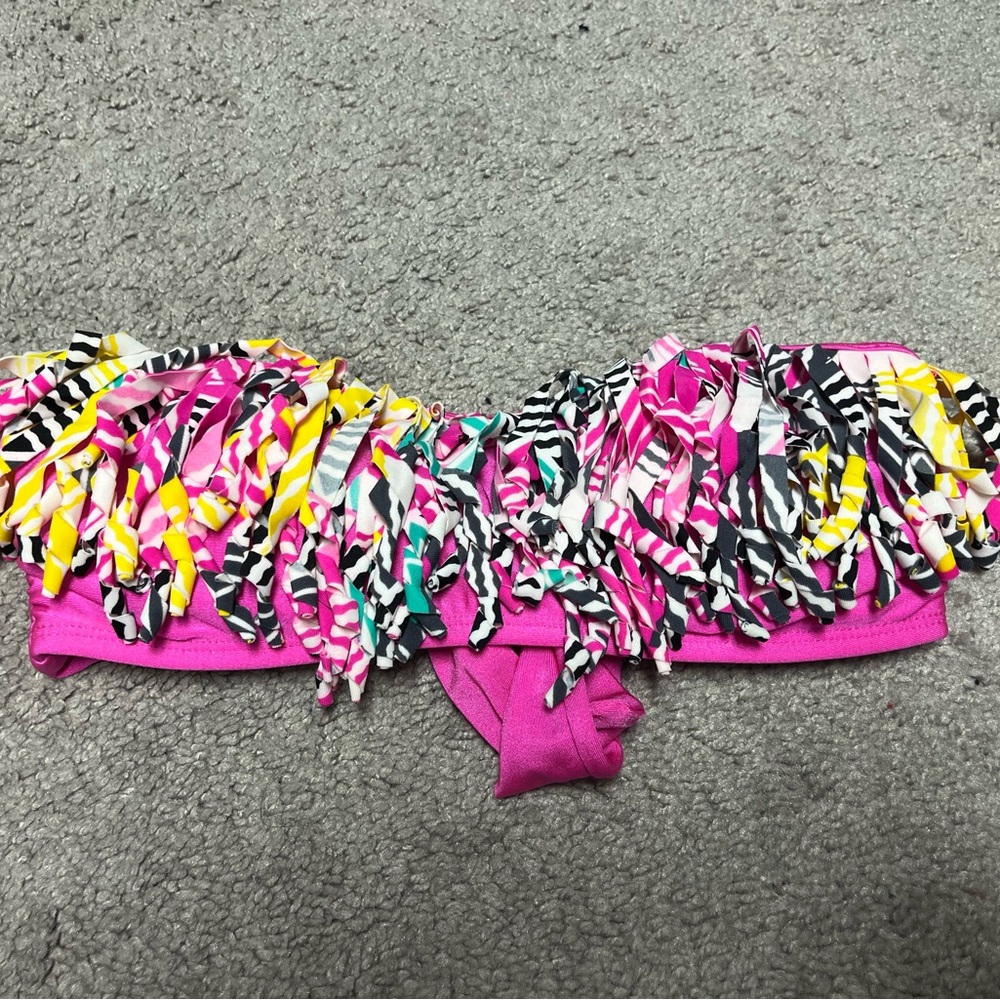 Raisins Hot Pink Bandeau Top with Bright Tassel Trim